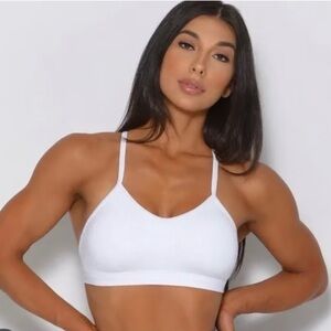 Bombshell Sportswear White Braid Back Sports Bra